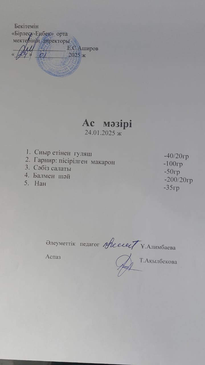 24.01.2025 ж Ас мәзірі