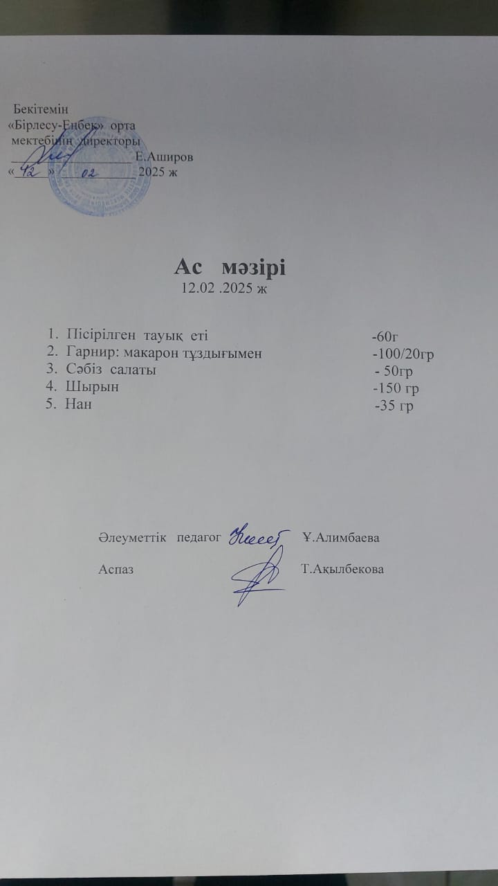 12.02.2025ж Ас мәзірі