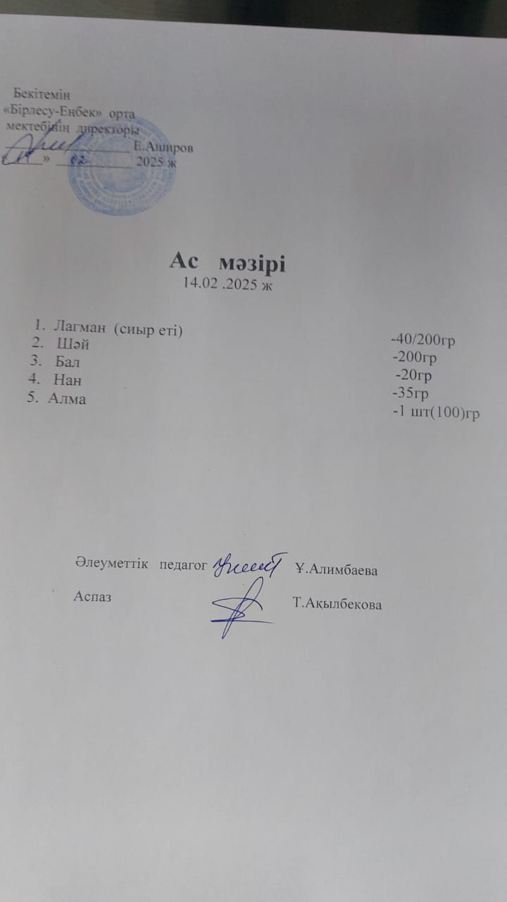 14.02.2025ж  Ас мәзірі