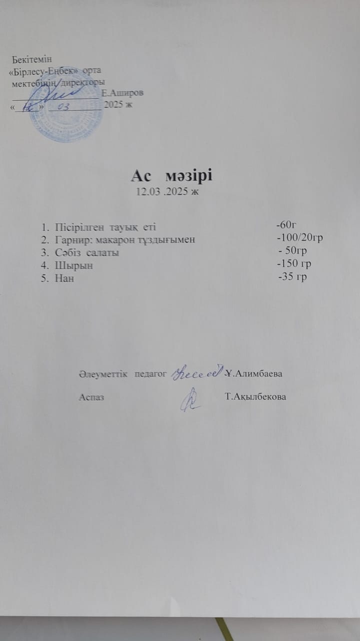 12.03.2025ж  Ас мәзірі