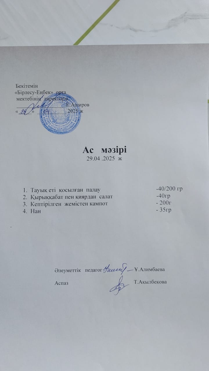 29.04.2025ж  Ас мәзірі