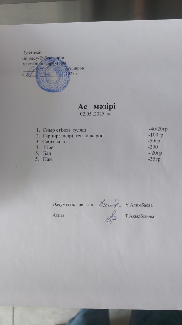 02.05.2025ж  Ас мәзірі