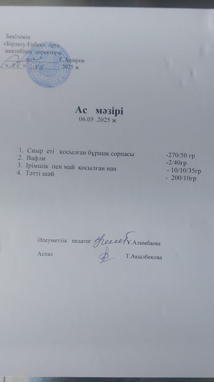 06.05.2025ж  Ас мәзірі