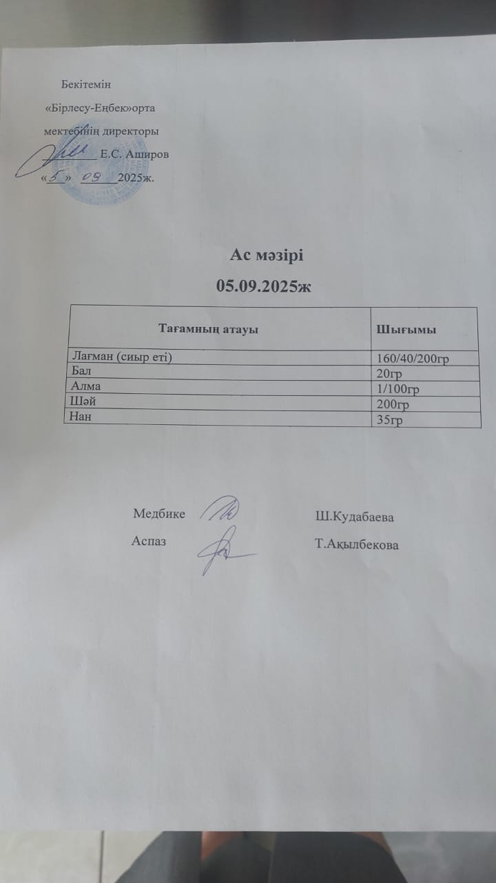Ас  мәзірі  05.09.2025ж
