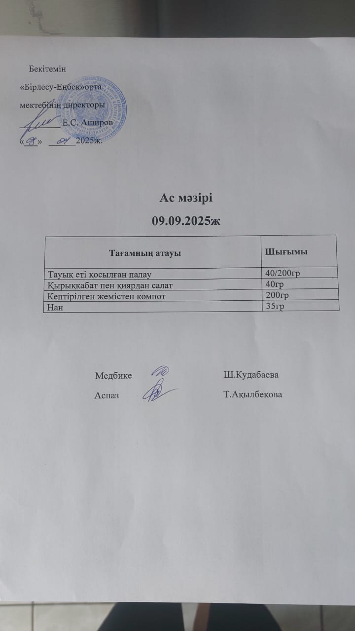 09.09.2025ж  Ас мәзірі